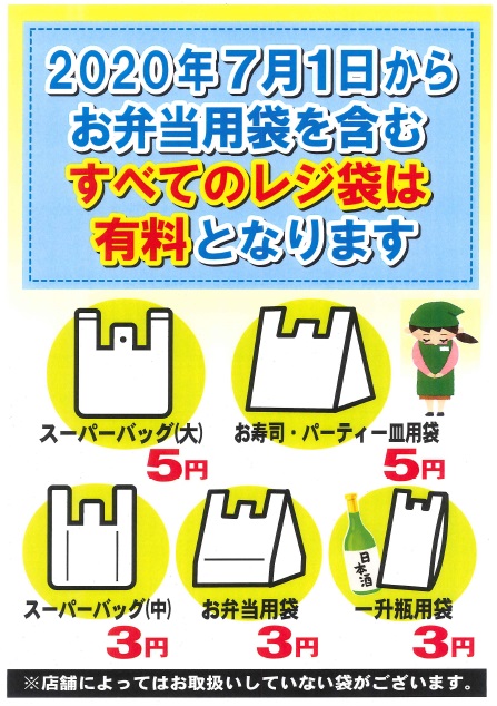 レジ袋についてのお知らせ