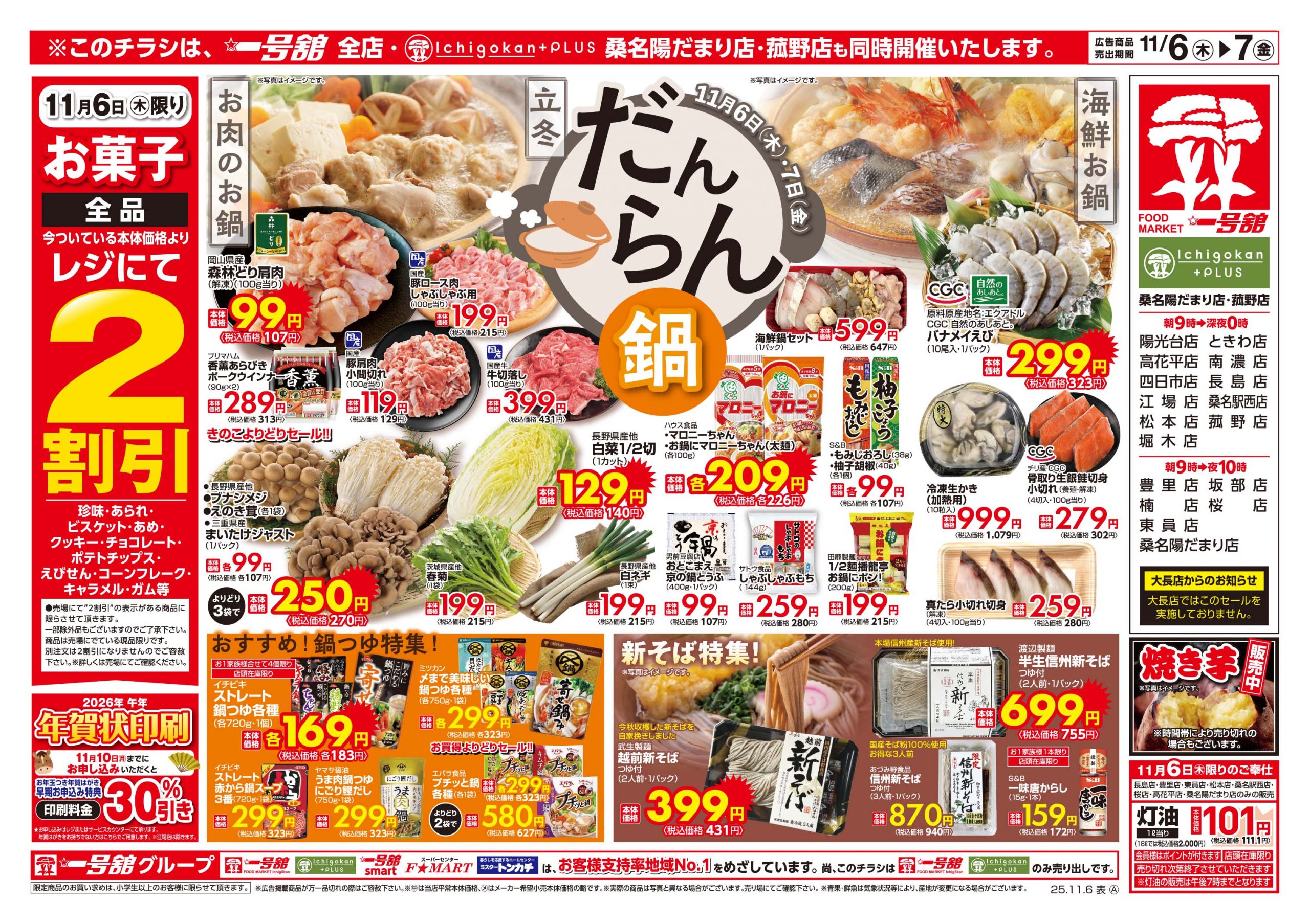 一号舘11月6日(木)～11月7日(金)特売情報